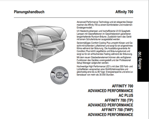 Ergoline Affinity 700 (TWP) AP Tanning Bed Manual