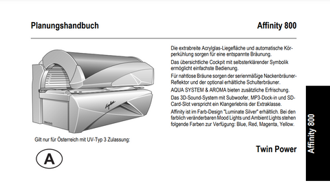 Ergoline Affinity 800 Twin Power Tanning Bed Manual
