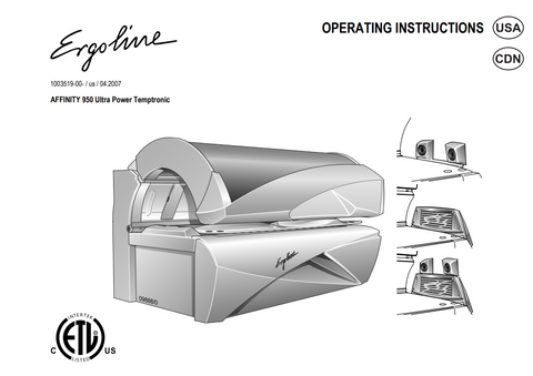 Ergoline Affinity 950 Ultra Power Temptronic Tanning Bed Manual