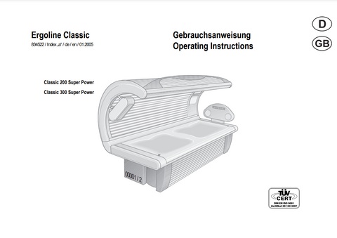 Ergoline Classic 300 Super Power Tanning Bed Manual