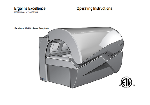 Ergoline Excellence 850 Ultra Power 12 Min Tanning Bed Manual