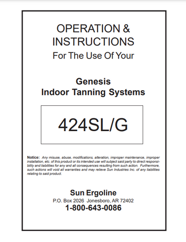 Ergoline Genesis 424 SL-G 20 Min Tanning Bed Manual