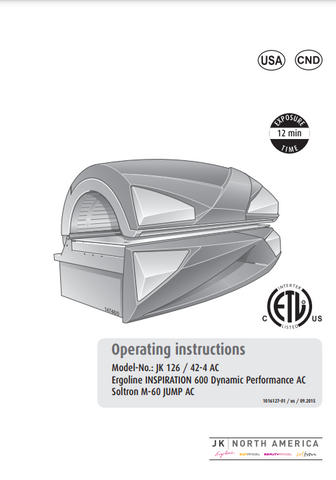 Ergoline Inspiration 600 Dynamic Performance Tanning Bed Manual
