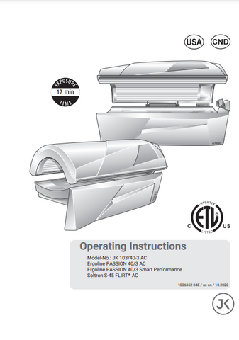 Ergoline Passion 40-3 AC Tanning Bed Manual