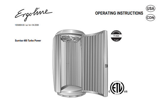 Ergoline Sunrise 480 Turbo Power 9 Min Tanning Bed Manual