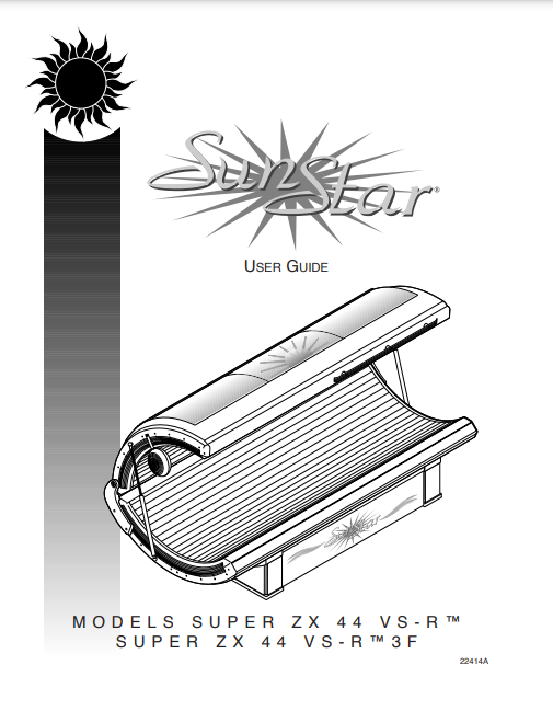 Sunstar Super ZX44 VS-R 3F Tanning Bed Manual