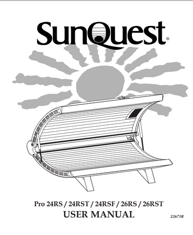 ETS SunQuest 26RST Tanning Bed Manual