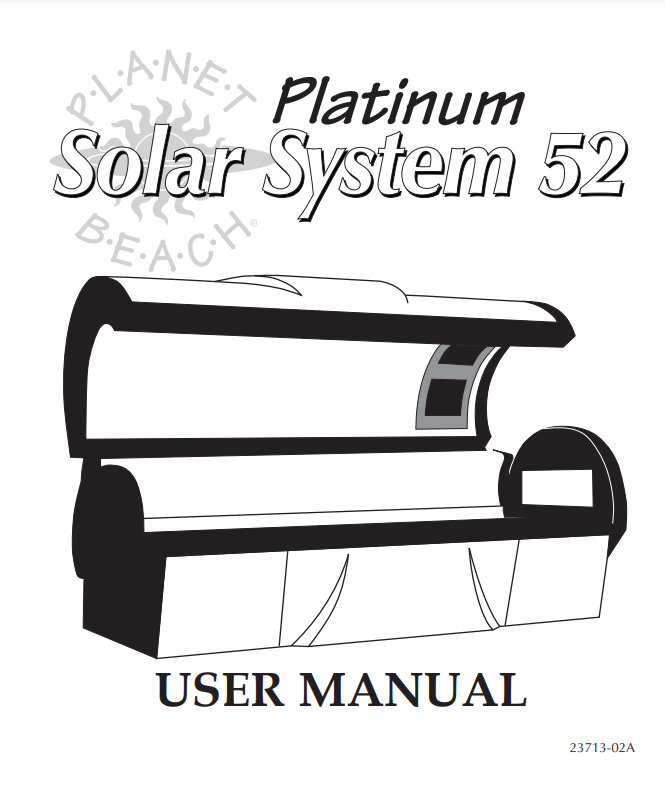 Planet Beach Solar System 52 Tanning Bed Manual