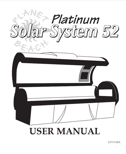 Planet Beach Solar System 52 Tanning Bed Manual