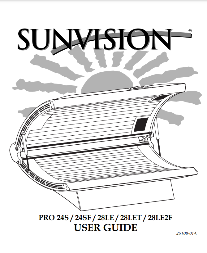 Sunvision Pro 28LE2F Tanning Bed Manual