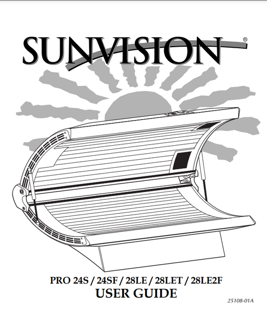 Sunvision Pro 28LE2F Tanning Bed Manual