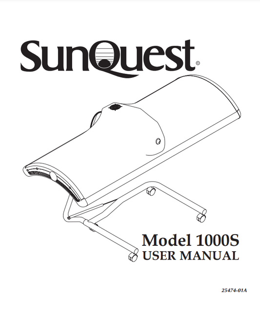 Sunquest 1000S Tanning Bed Manual