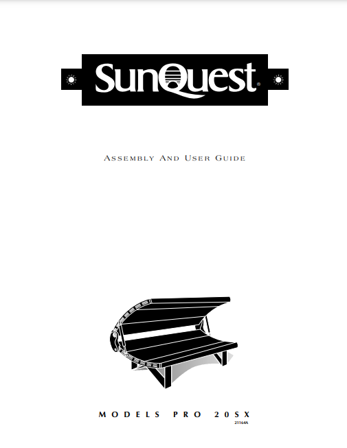 Sunquest Pro 20 SX Tanning Bed Manual