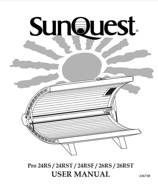 Sunquest Pro 26 RSF Tanning Bed Manual