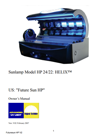 Future Sun Helix V2 Tanning Bed Manual