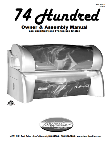 Heartland Tan America 74 Hundred 12 Min Tanning Bed Manual