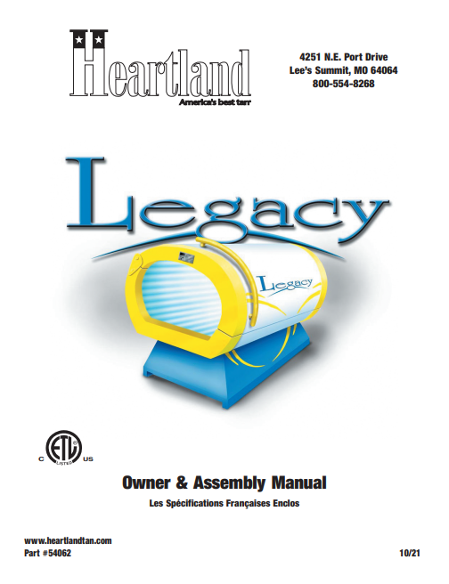 Heartland Tan Legacy OM1 10 Min Tanning Bed Manual