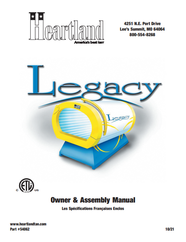 Heartland Tan Legacy OM1 10 Min Tanning Bed Manual