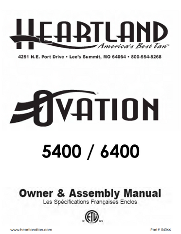 HEARTLAND TAN OVATION 5400 AND 6400 MANUAL