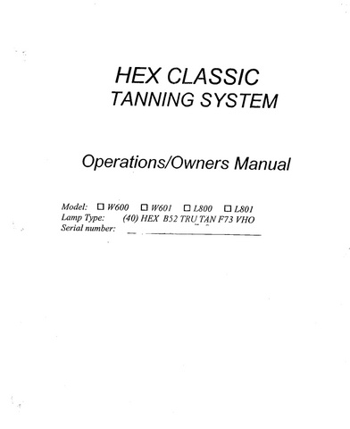 Hex Classic 12-15 Min Tanning Bed Manual