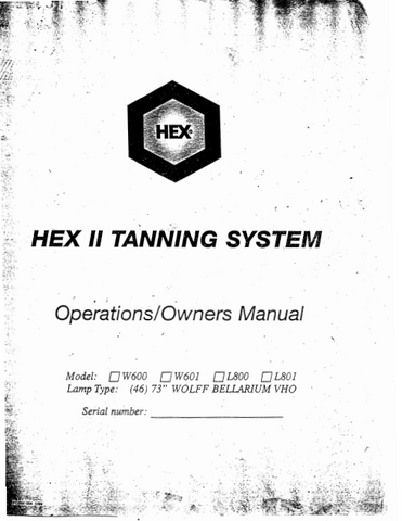 Hex II 160W Tanning Bed Manual