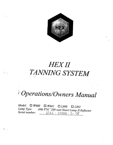 Hex II 200W Tanning Bed Manual