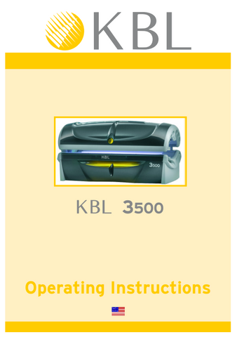 KBL 3500 Tanning Bed Manual