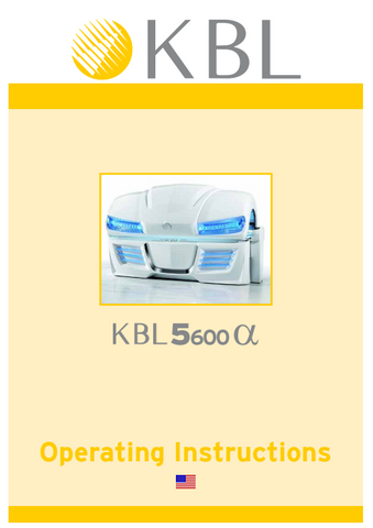 KBL 5600 Alpha Tanning Bed Manual
