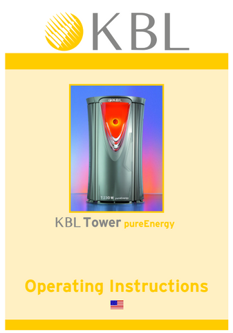 KBL Tower Pure Energy Tanning Bed Manual