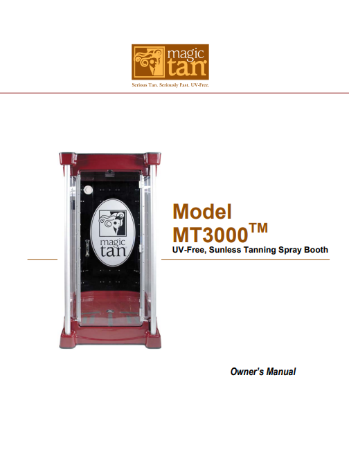 Magic Tan 3000 CE Tanning Bed Manual