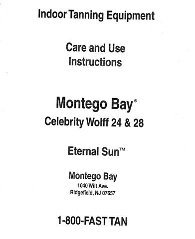 MONTEGO BAY CELEBRITY WOLFF ETERNAL SUN 24 AND 28 MANUAL