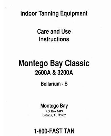 MONTEGO BAY CLASSIC 2600A AND 3200A BELLARIUM-S MANUAL