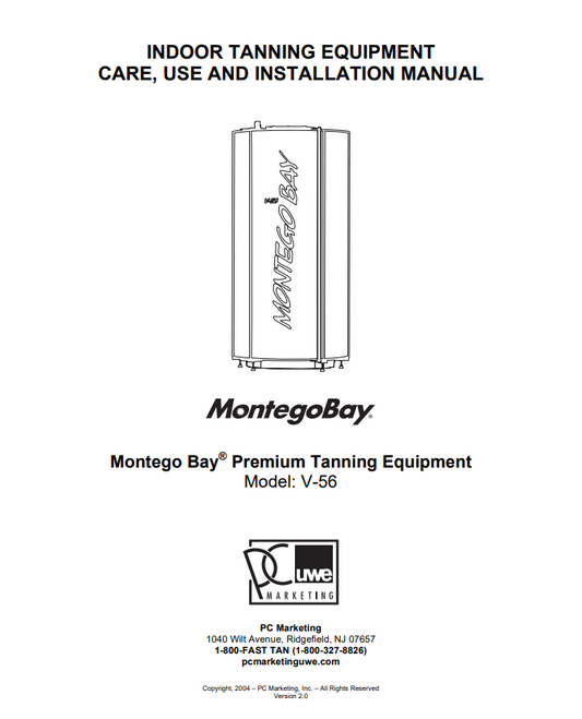 Montego Bay V-56 Tanning Bed Manual
