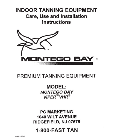 Montego Bay Viper VHR Tanning Bed Manual