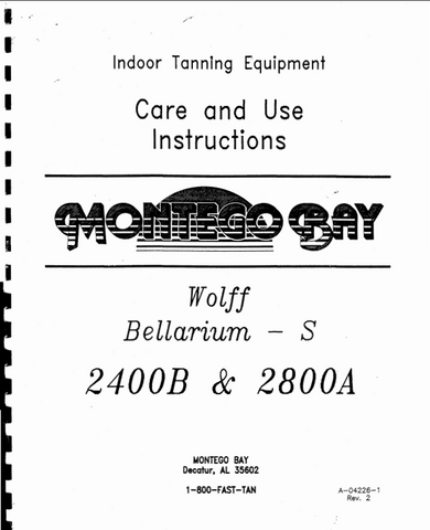 MONTEGO BAY WOLFF BELLARIUM-S 2400B AND 2800A MANUAL