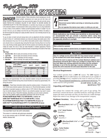 Perfect Sun 24D Tanning Bed Manual