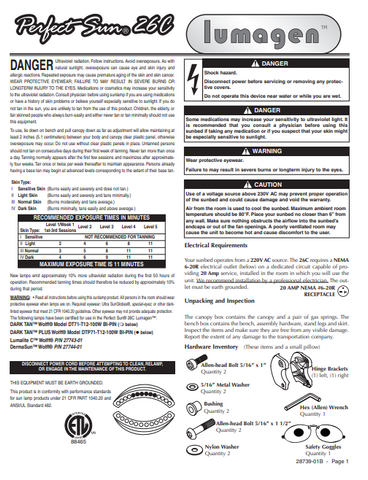 Perfect Sun 26C Tanning Bed Manual