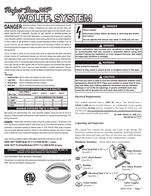 Perfect Sun 32P Tanning Bed Manual