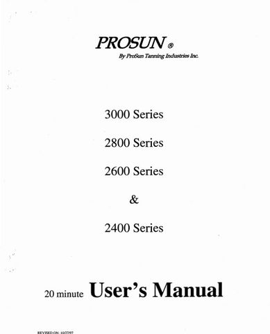 PROSUN 3000, 2800, 2600, AND 2400 20 MIN MANUAL