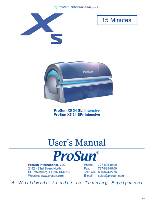 PROSUN LUMINA X5 34 SLI AND X5 34 SPR INTENSIVE 15 MIN MANUAL