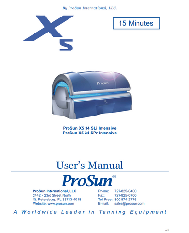 PROSUN LUMINA X5 34 SLI AND X5 34 SPR INTENSIVE 15 MIN MANUAL