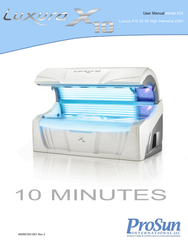 Prosun Luxura X10-Vegaz 52 High Intensive 10 Min Tanning Bed Manual