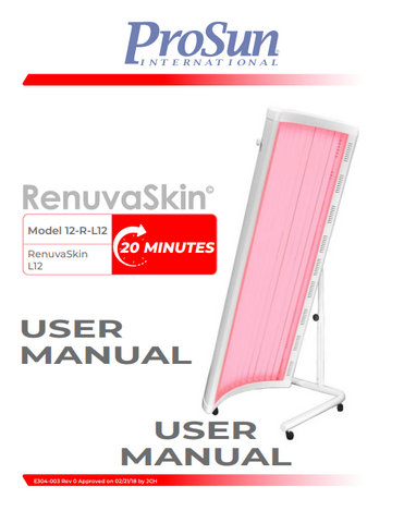 Prosun Renuvaskin L12 Tanning Bed Manual