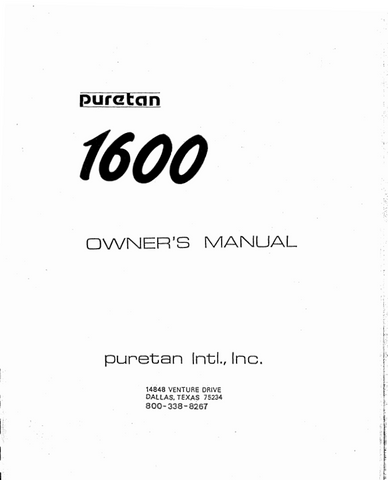 Puretan 1600 12 Min Tanning Bed Manual