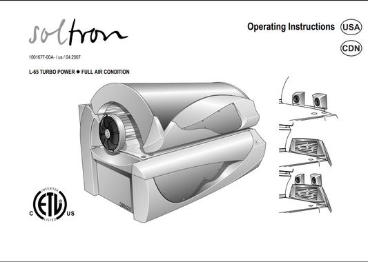 Soltron L-65 Turbo Power VHP 12 Tanning Bed Manual