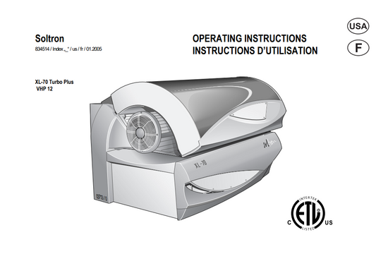 Soltron XL-70 Turbo Power VHP 12 Tanning Bed Manual
