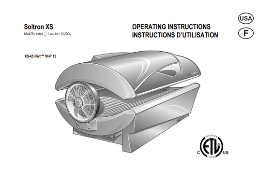 Soltron XS-45 Flirt VHP 15 Tanning Bed Manual