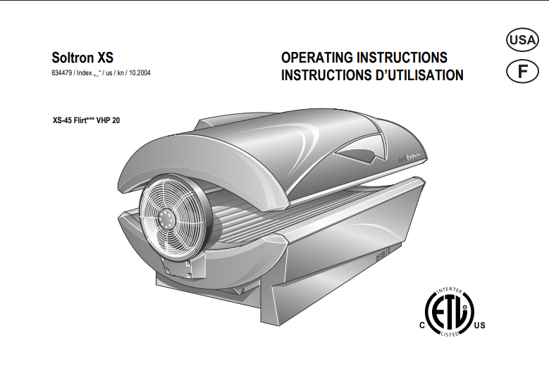 Soltron XS-45 Flirt VHP 20 Tanning Bed Manual