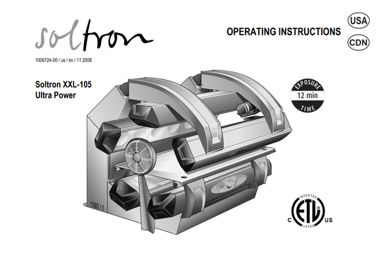 Soltron XXL-105 Ultra Power 12 Min Tanning Bed Manual