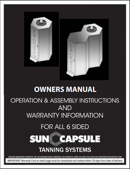 Sun Capsule Euro Series 48 Lamp 160W Tanning Bed Manual
